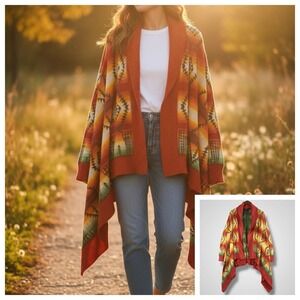 Polo Ralph‎ Lauren Aztec Shawl Cardigan XS/S Southwestern Open Front Draped